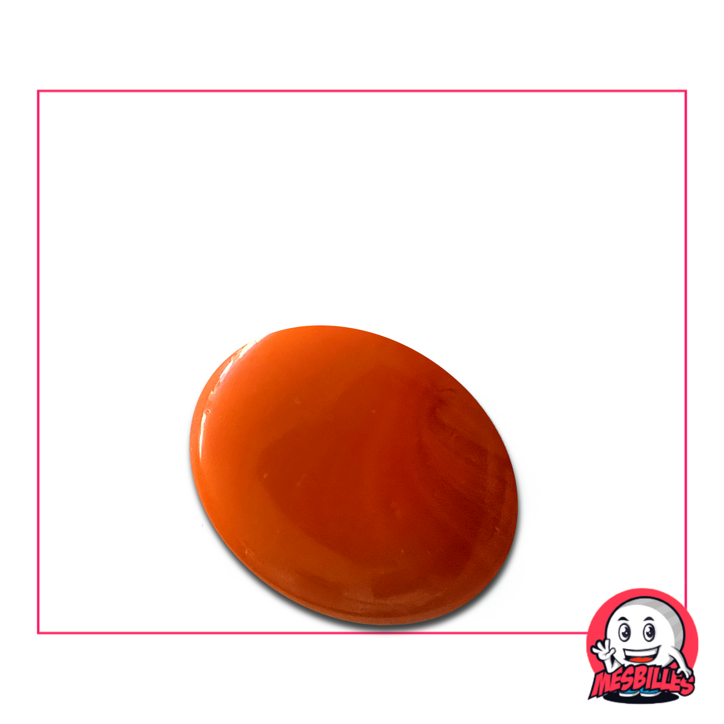 Flache Murmeln Orange matt 30 mm namens Perlmuttene Mandarine – einzeln erhältlich auf MeineMurmeln.de