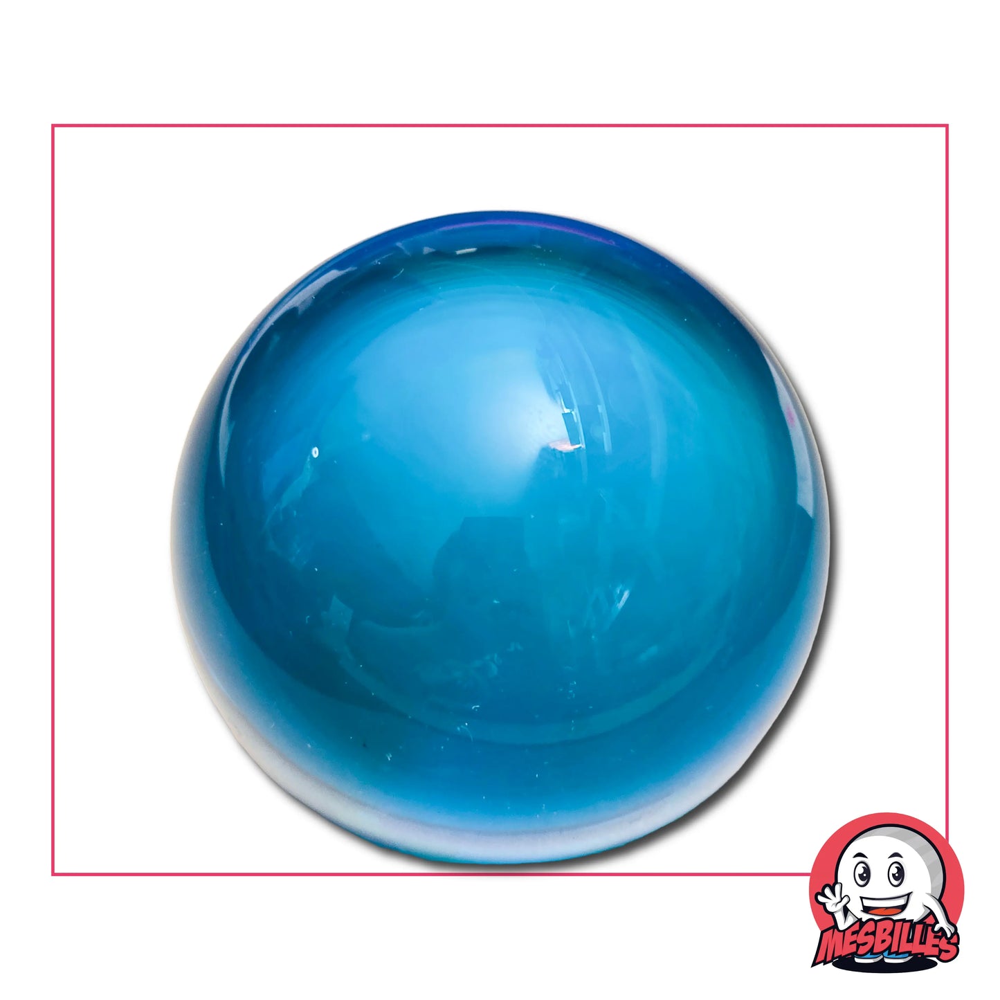 Bille Loupe Verre de Bohème Bleu 50 mm – grande bille en verre translucide bleu, sphère décorative artisanale MesBilles