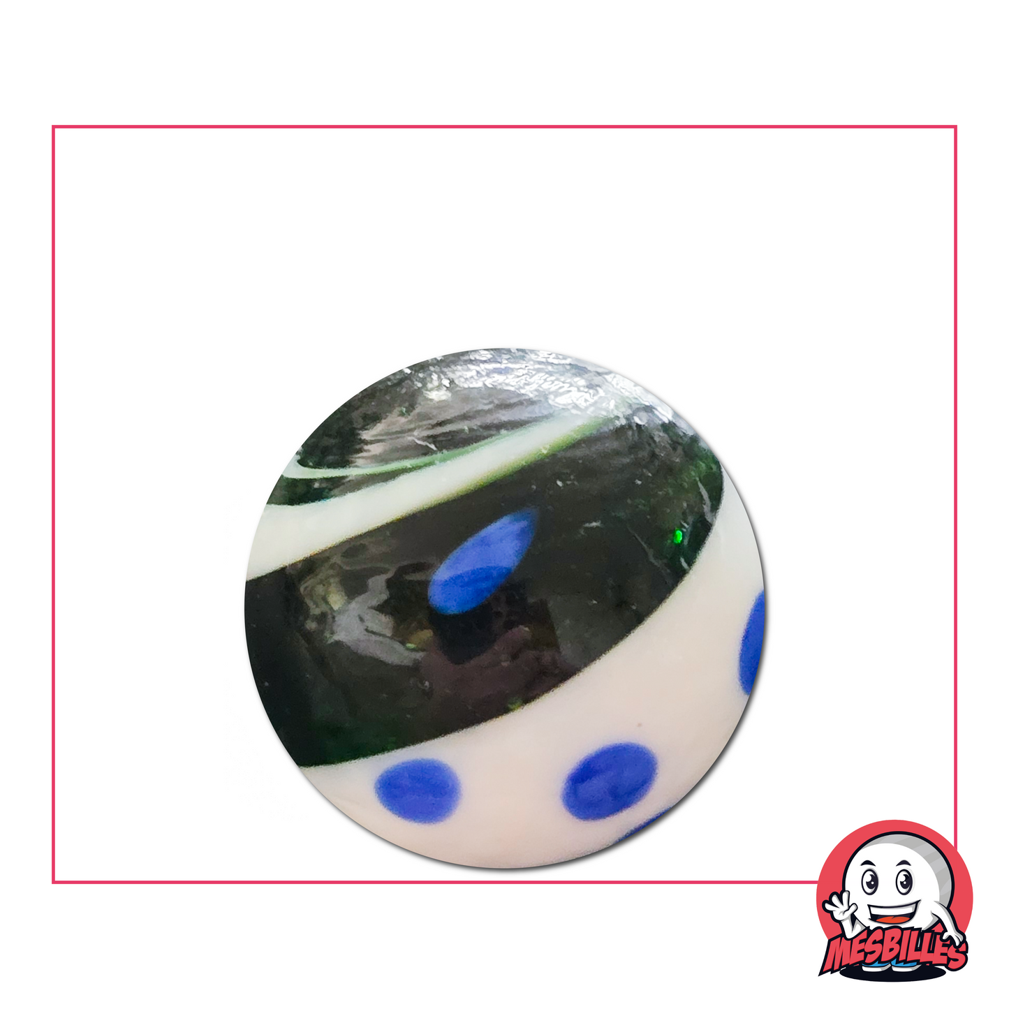 Murmeln Big Bang weiß und grün 25 mm – zweifarbige dekorative Glasmurmel mit kosmischem Motiv