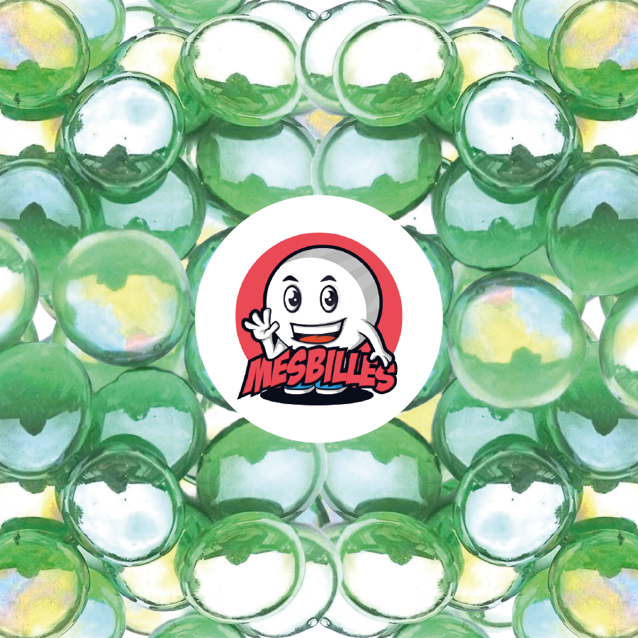 1 Flache Murmel 18 mm Irisierend Grün