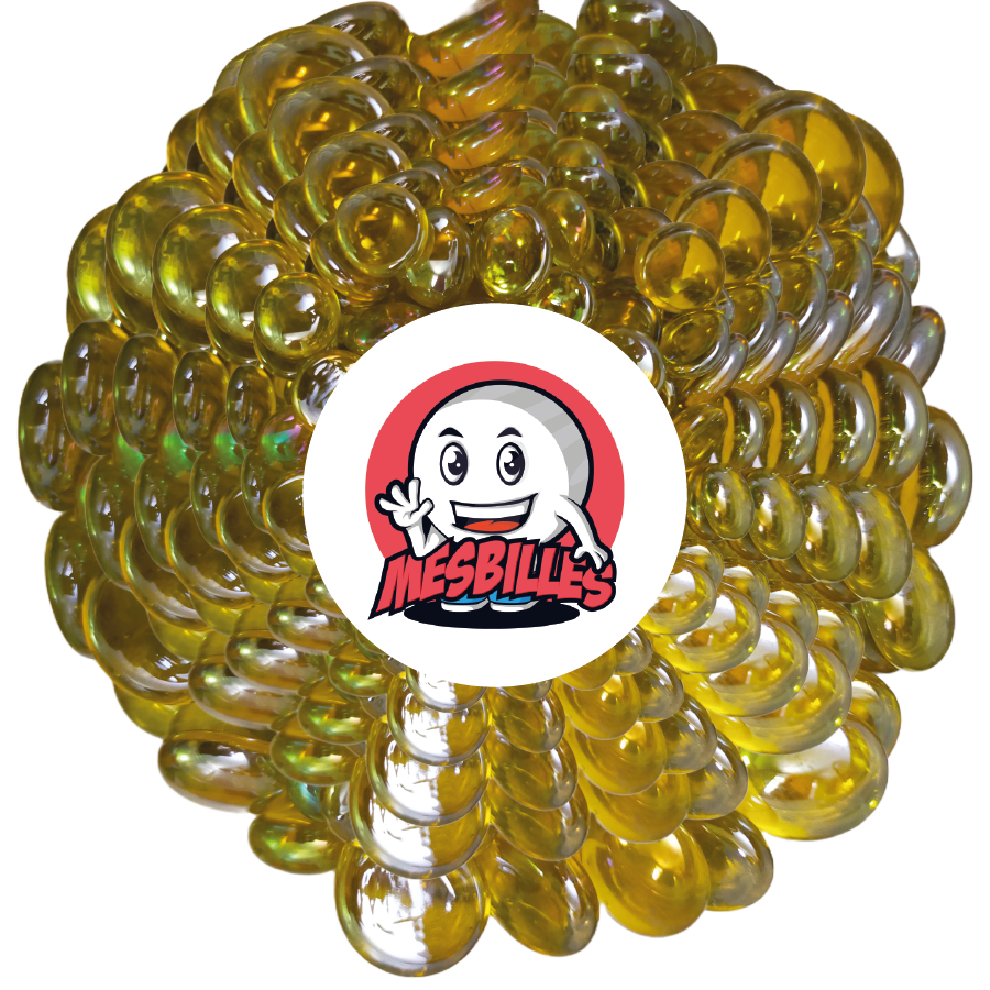 1 Murmeln Flach 12 mm Irisierend Gelb