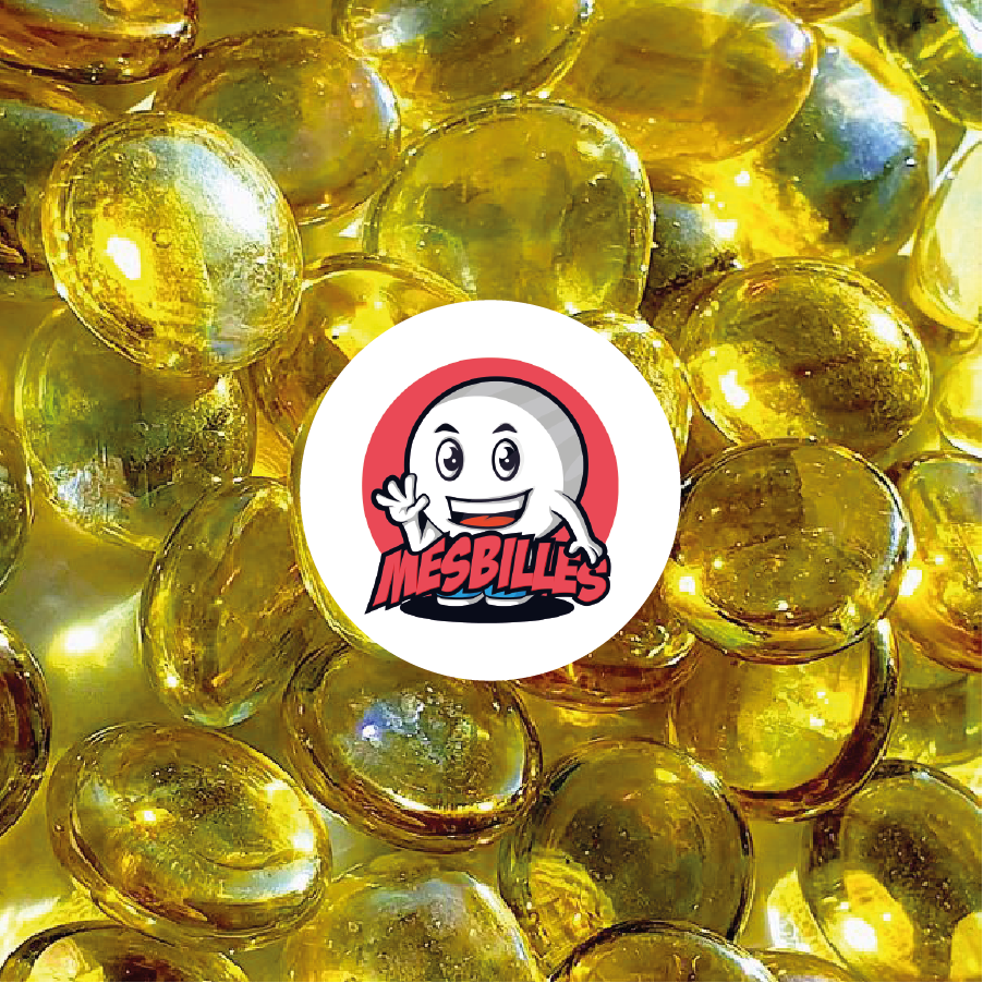 1 Bille Plate Loupe Jaune 18 mm