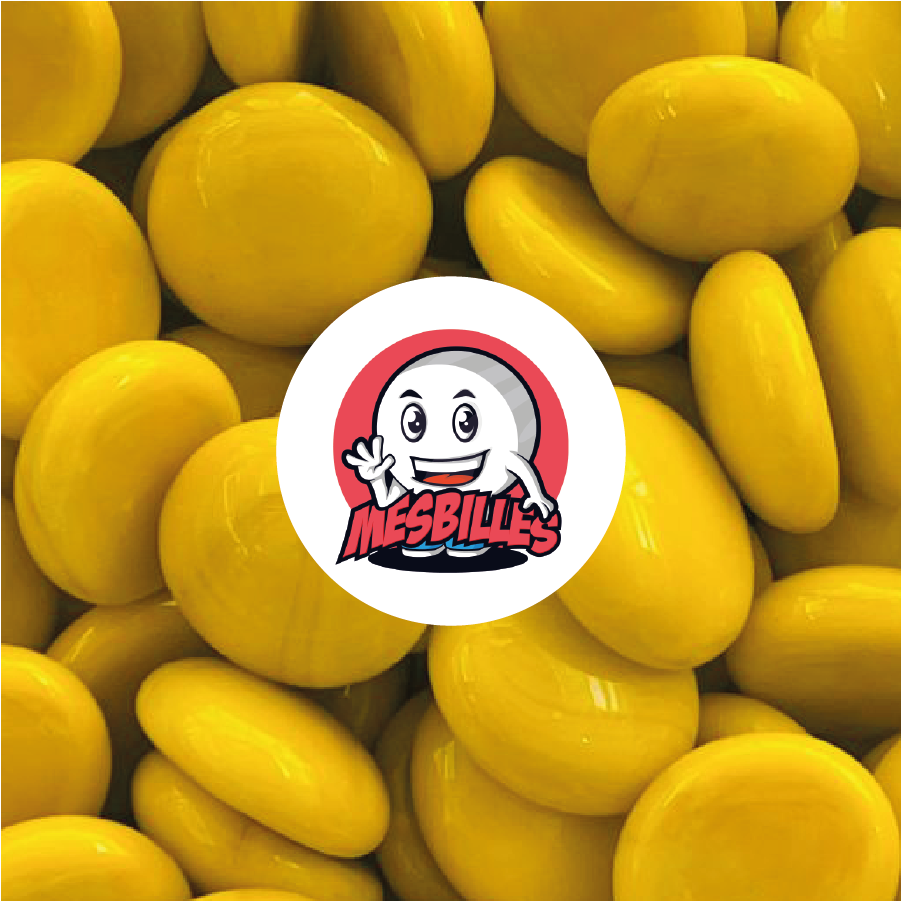 1 Bille Plate Perle Jaune 18 mm