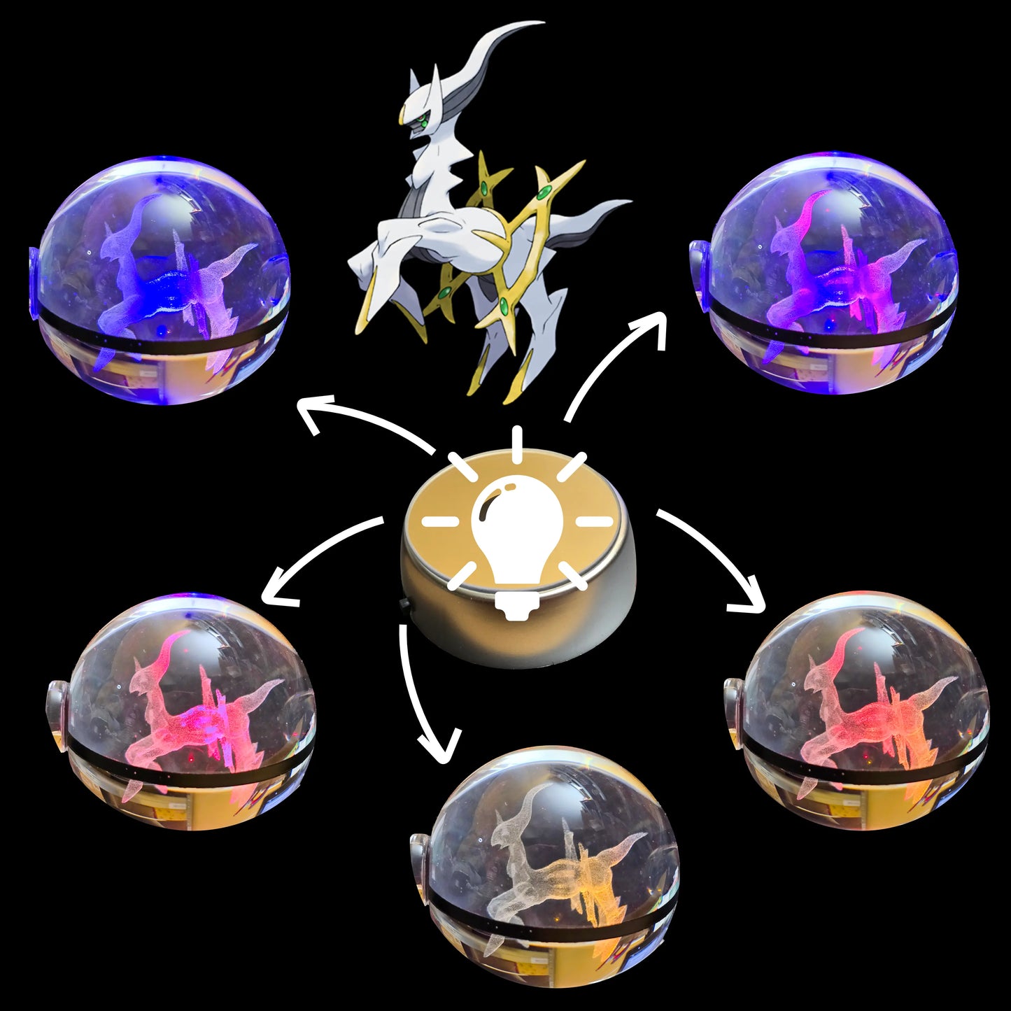 Grande bille transparente avec motif 3D « Arceux » au centre, effet lumineux : pour collection et amoureux des beaux objets