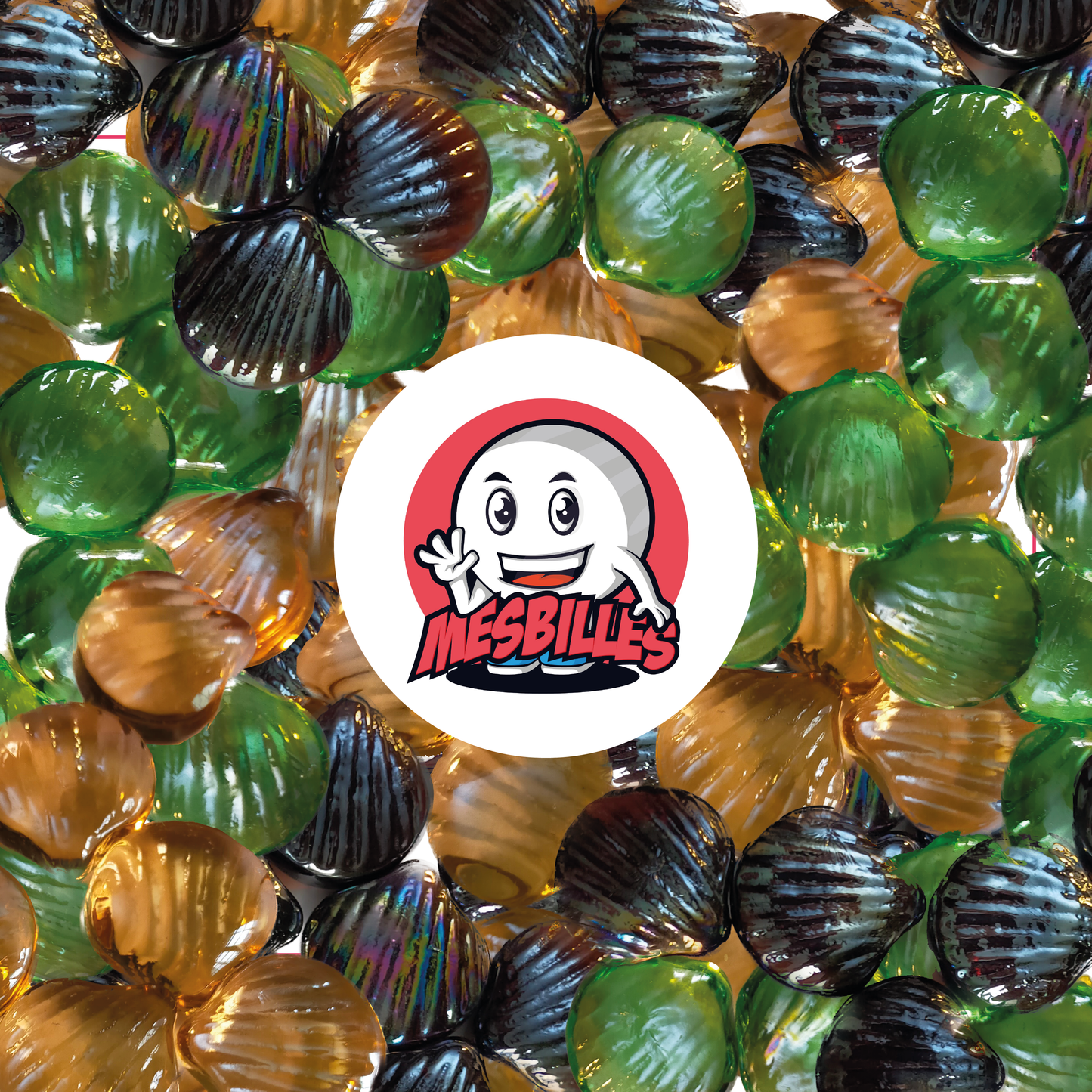 1 Murmeln Muschel Pfirsich