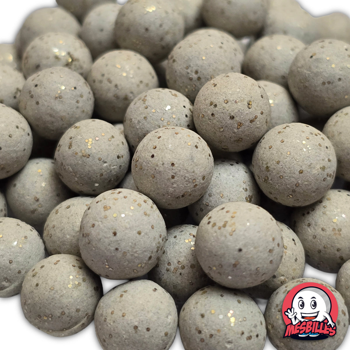 1 Mini-Bille en Terre Gris Paillettes 10 mm