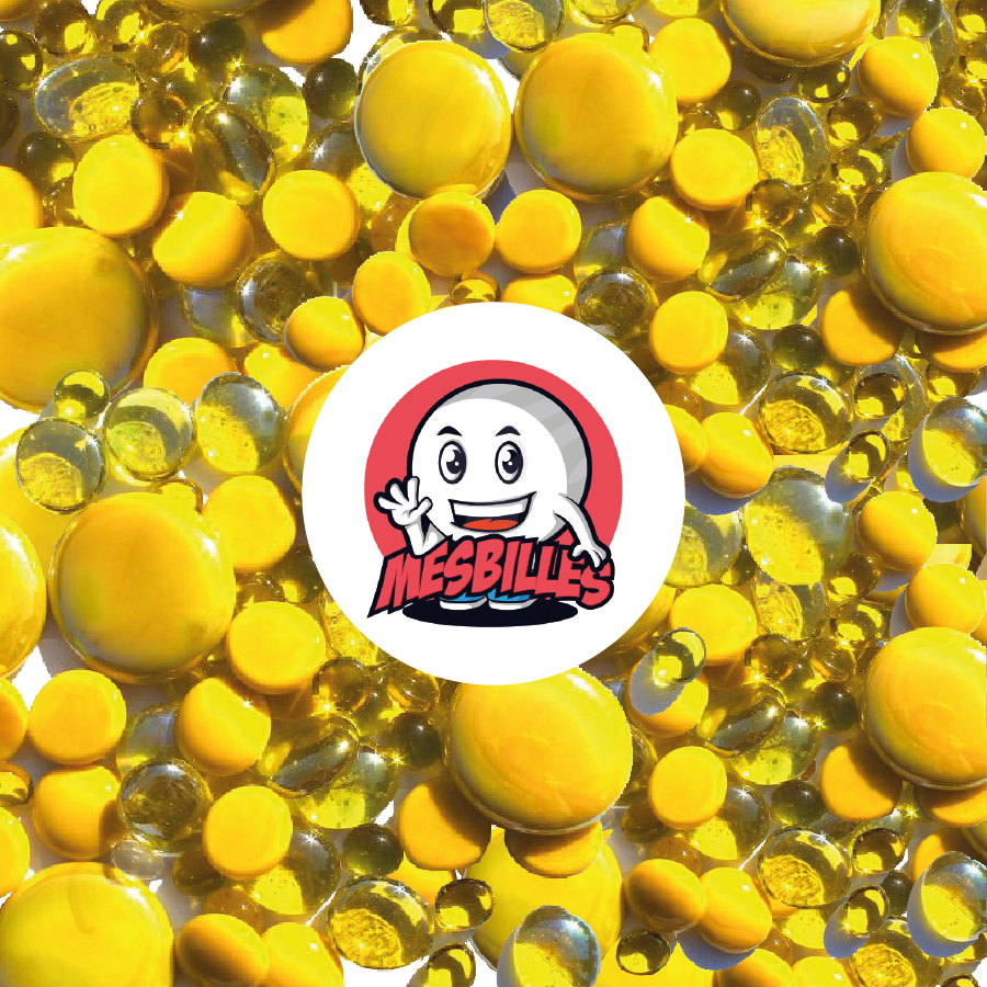 MesBilles - Billes Plates jaunes, transparentes et opaques, de 12mm à 30mm