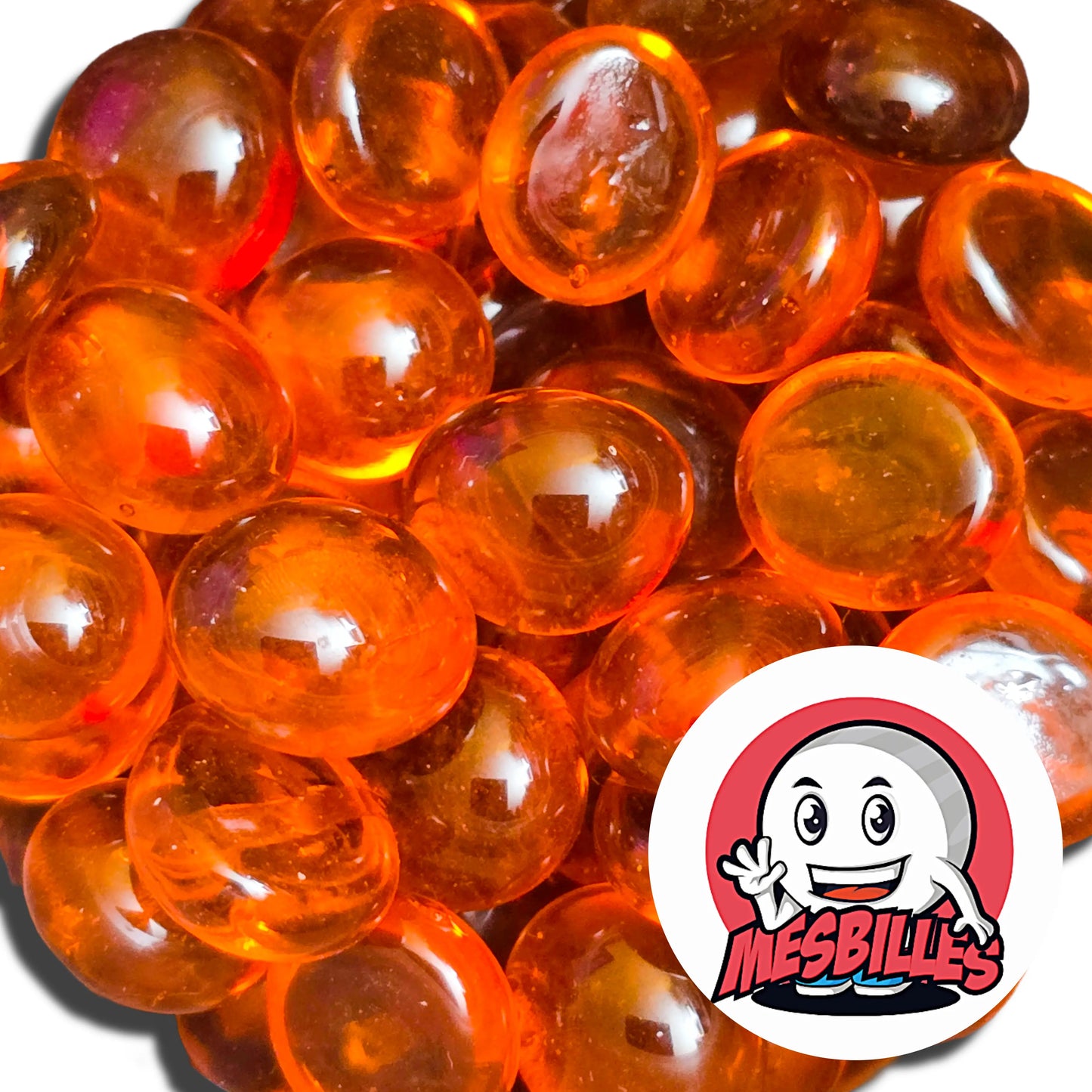 Petit Galet en verre Translucide de Couleur Orange, Collection Bille Loupe. Un Splash de Couleur !