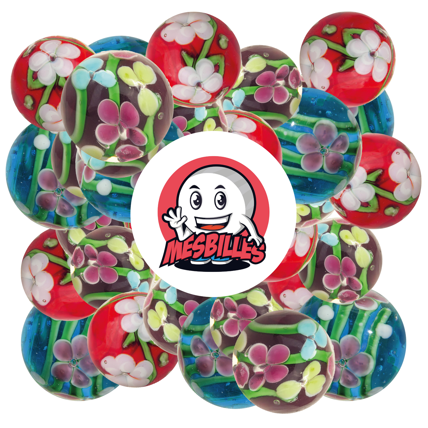 1 Murmel Kunststiel Blume Rot 16 mm