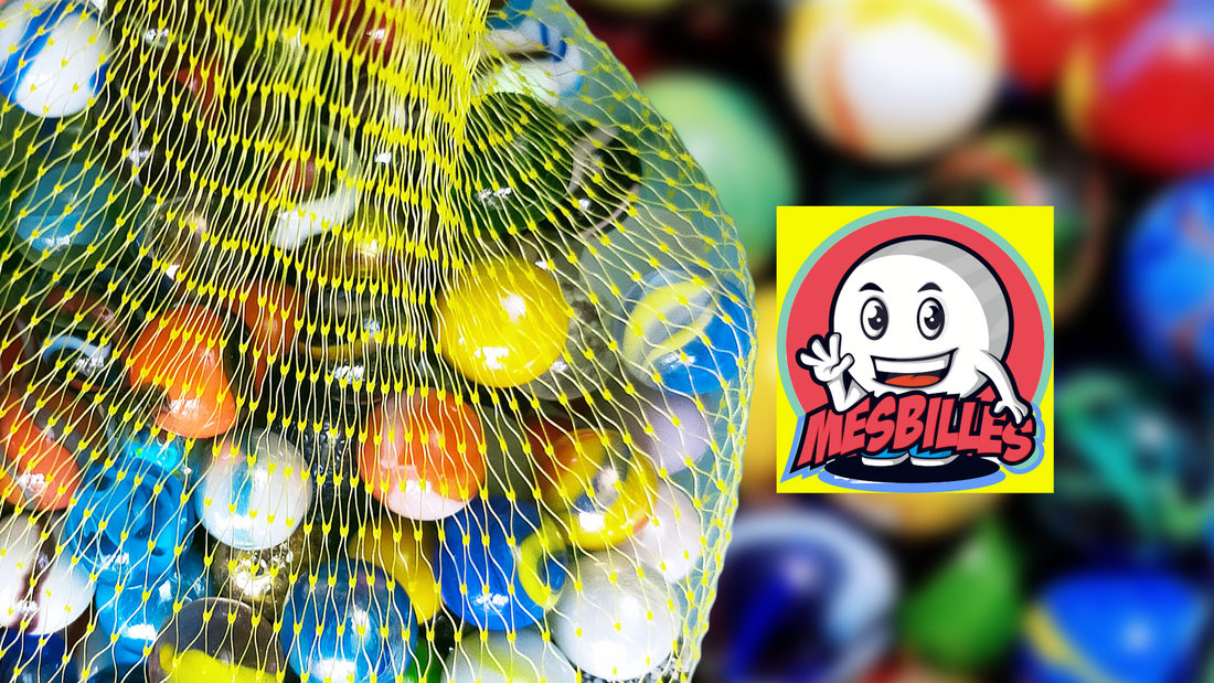 Foto einer Auswahl bunter Murmeln in verschiedenen Farben, bestellt von mehreren Kunden.