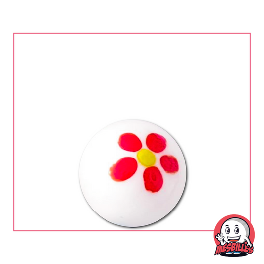 La Bille Pâquerette Rouge 16 mm est une bille d'art, de fabrication artisanale.