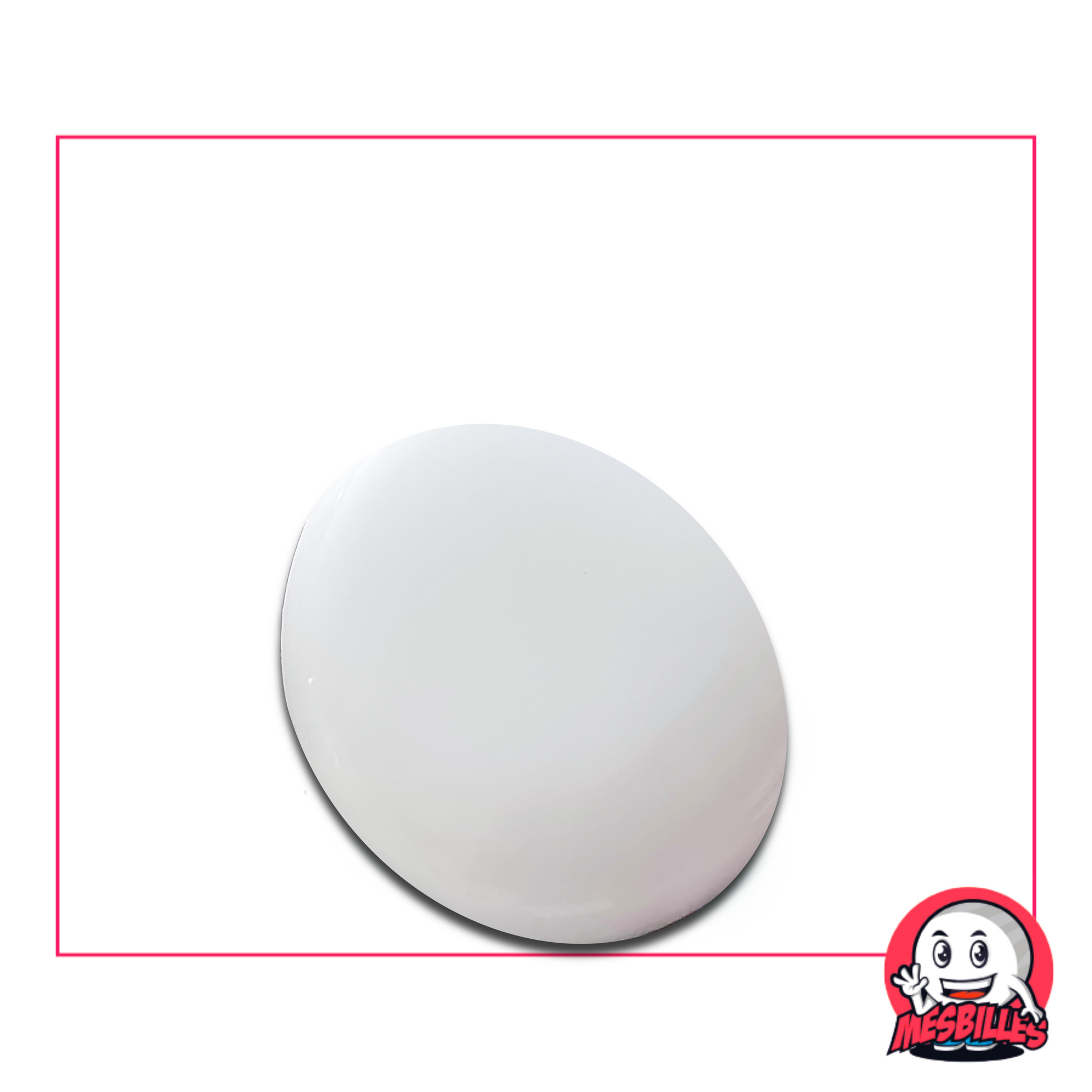 Mattweiße Flache Murmeln, 30 mm, namens „Schneepearlmuttene“ – einzeln erhältlich auf MeineMurmeln.de