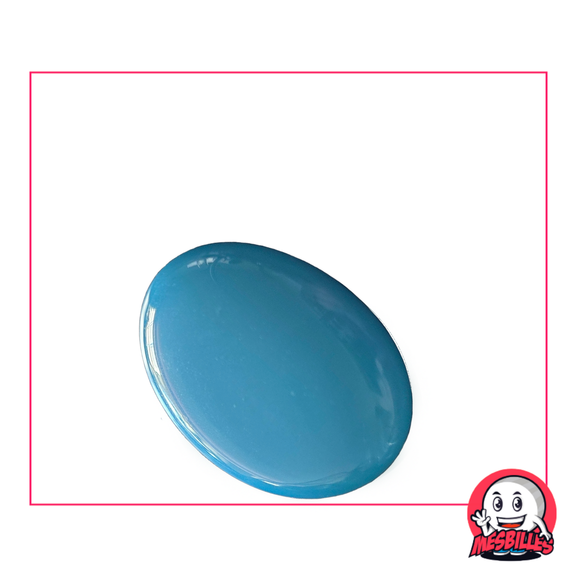 Mattblaue Flache Murmeln, 30 mm, namens „Azurperlmuttene“ – einzeln erhältlich auf MeineMurmeln.de