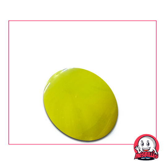 Bille plate vert-jaune mate 30 mm nommée Perle Kiwi-Citron – vendue à l’unité sur MesBilles.fr