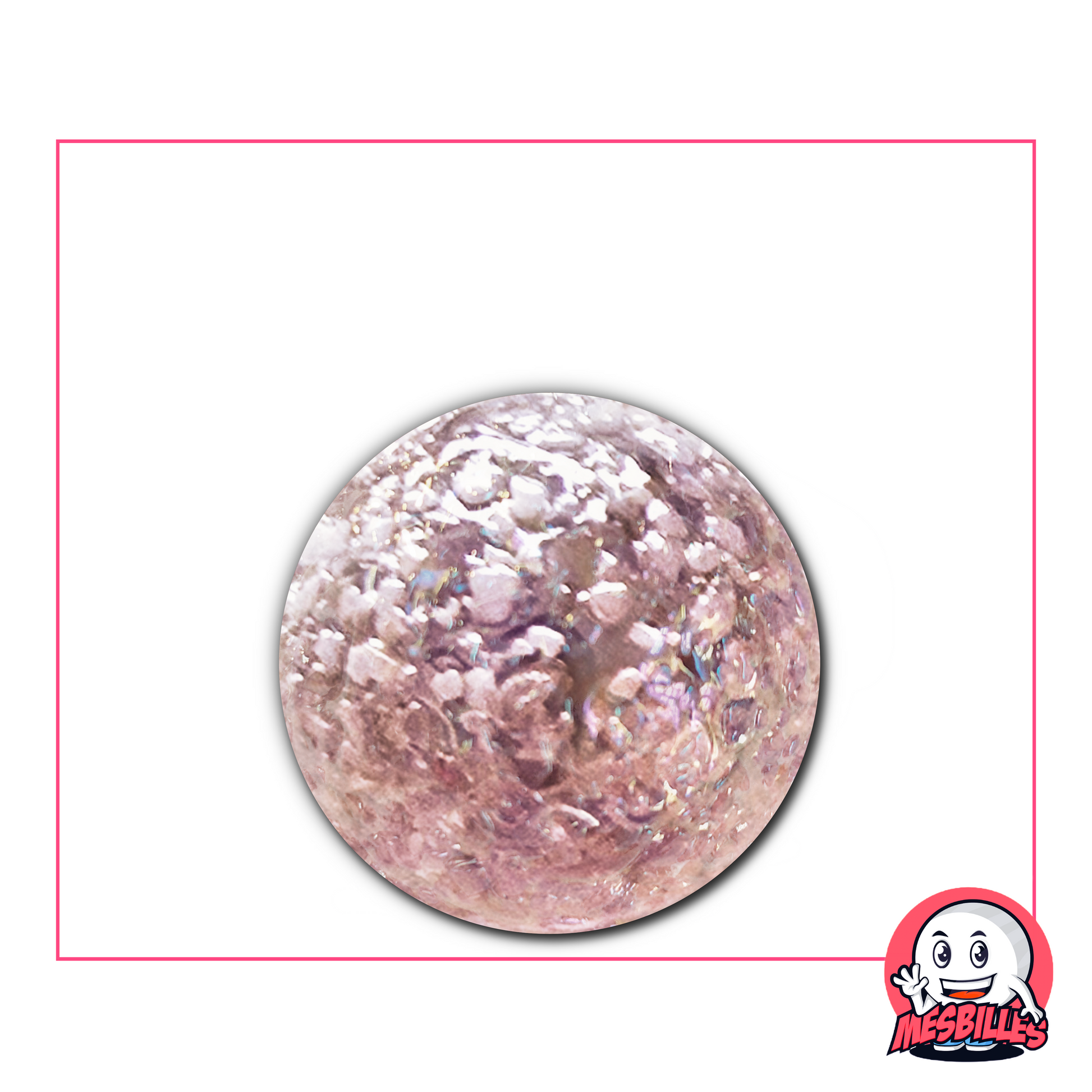 Murmeln rosa irisierend 25 mm mit strukturierter Oberfläche, die an einen von Sternenwind umwehten Exoplaneten erinnert