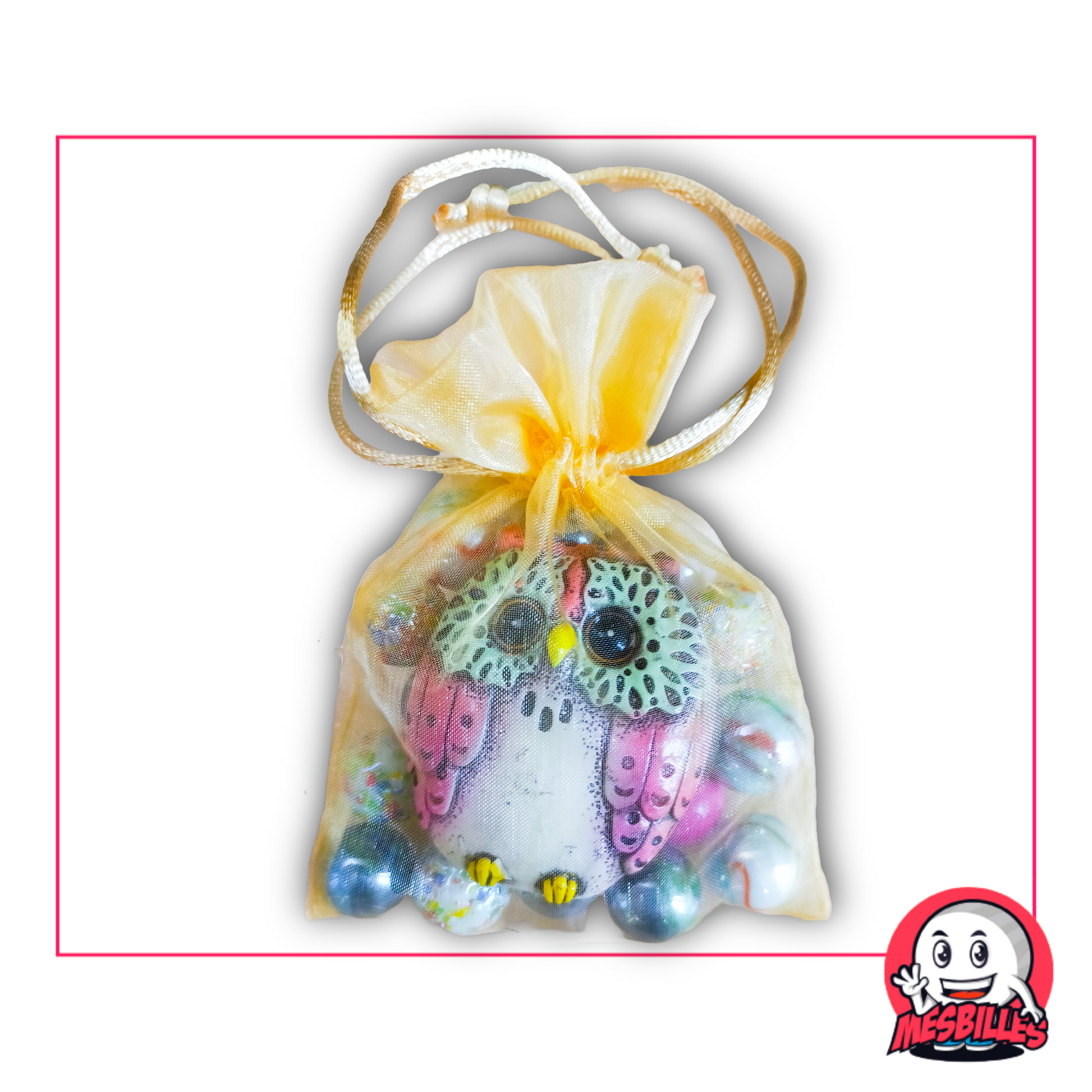 Hibou Bonheur + 20 Billes Roses & Orage – Charme & Fantaisie MesBilles