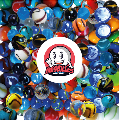 Ensemble 100 Billes Garçons MesBilles : mélange ludique de billes multicolores, brillantes et marbrées, parfait pour jouer et collectionner