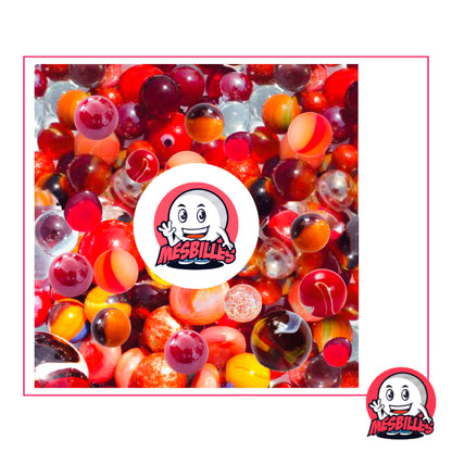 Collection MesBilles Multi Rouges : assortiment éclatant de 100 billes rouges, orangées et transparentes aux reflets lumineux