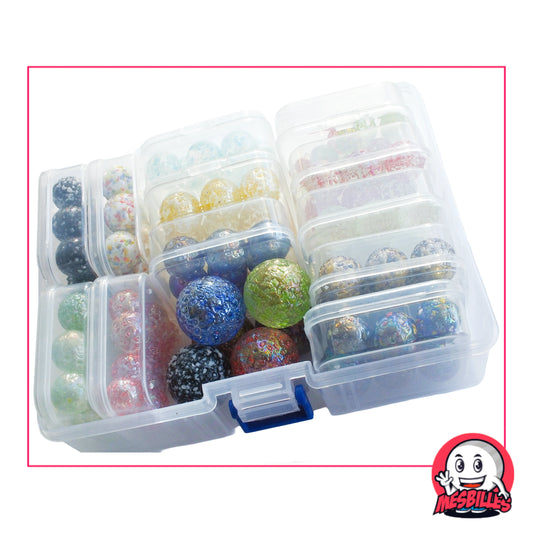Coffret complet de 127 billes Pépites multicolores avec boîte de rangement translucide offerte – MesBilles