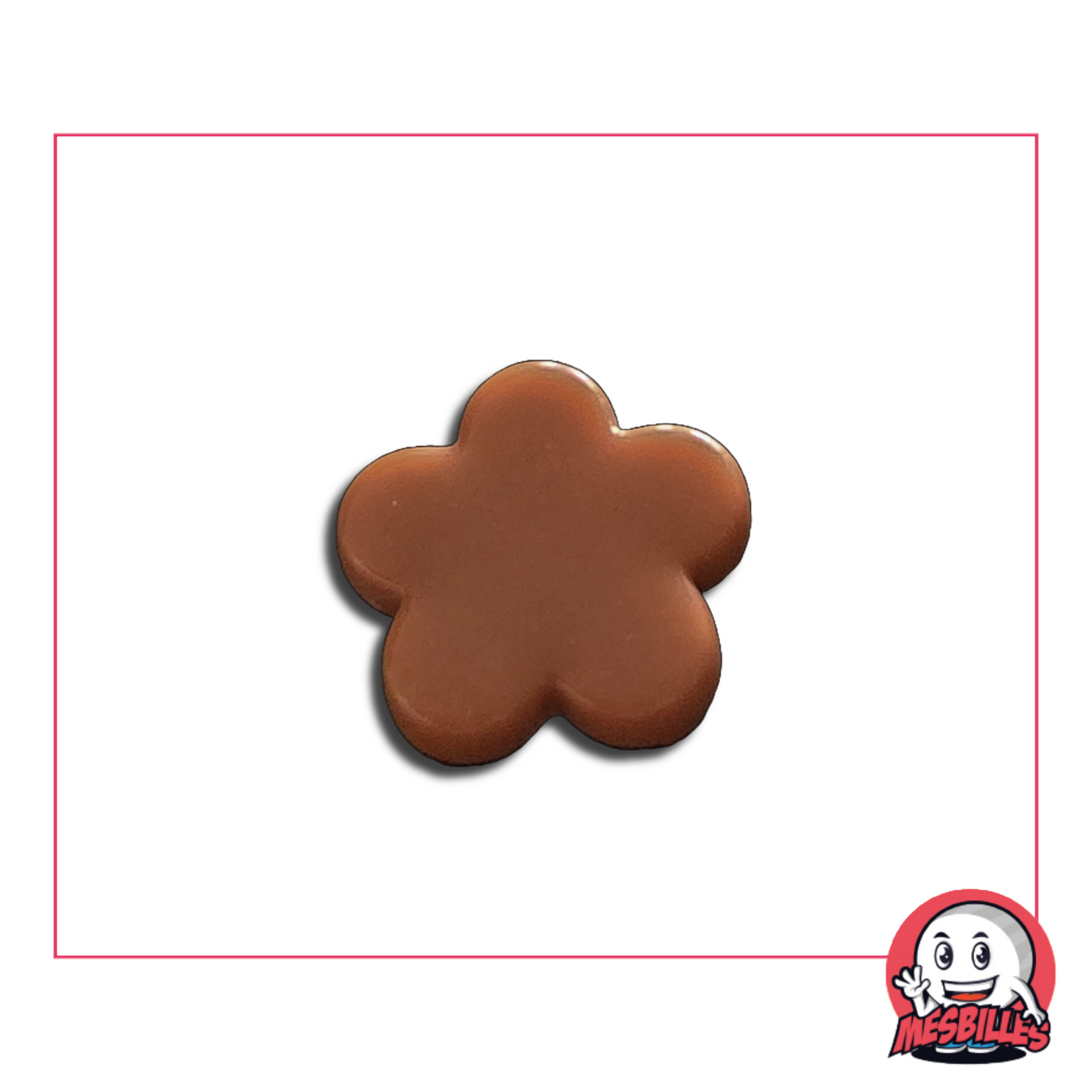 Bille fleur perle caramel extra plate – vendue à l’unité, diamètre ~10 mm, épaisseur ~2 mm, finition nacrée