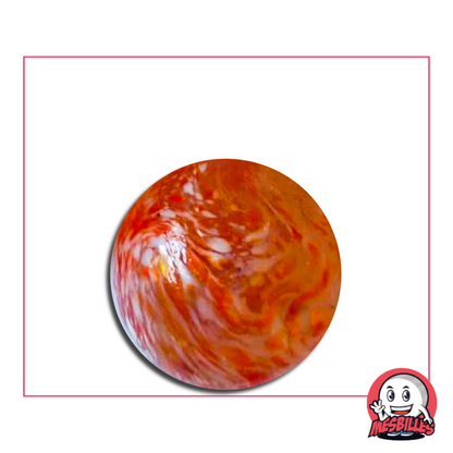 Bille en verre Translucide de la famille des Billes Collector Kim'Play, de 25 mm et recouverte de taches Rouges