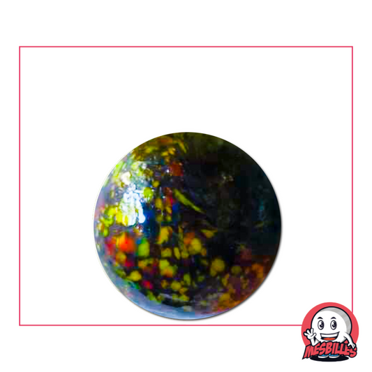 Kim'Play Sammler-Murmel 25 mm mit bunten Flecken aus der Kollektion „Billes Noires“ (schwarze Murmeln) MeineMurmeln