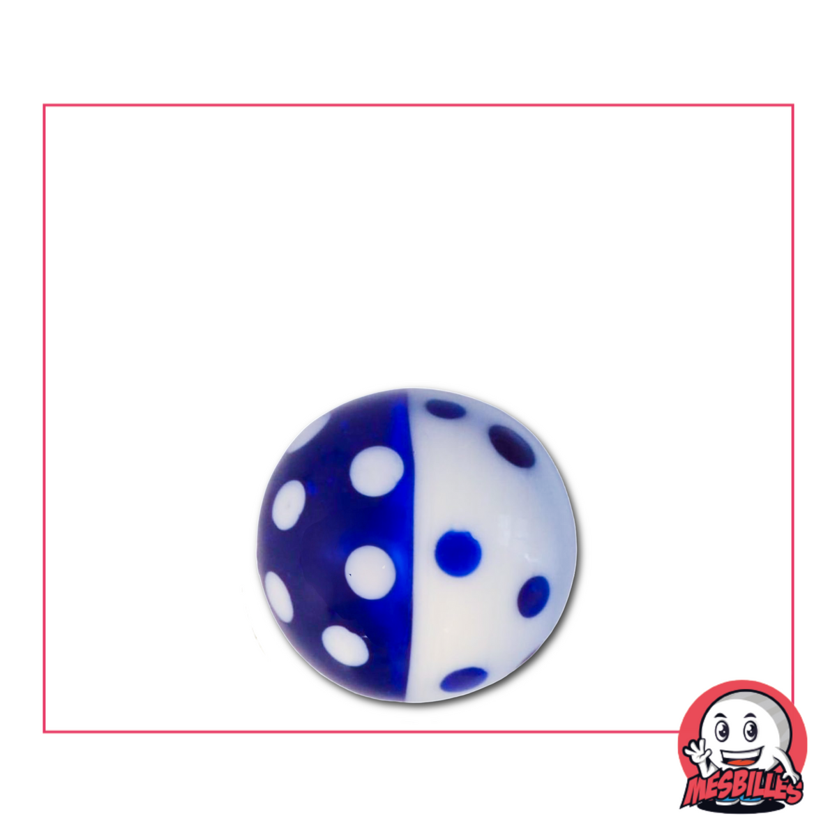 Bille d'art  nuit et blanc 16 mm, motif marinière à petits pois