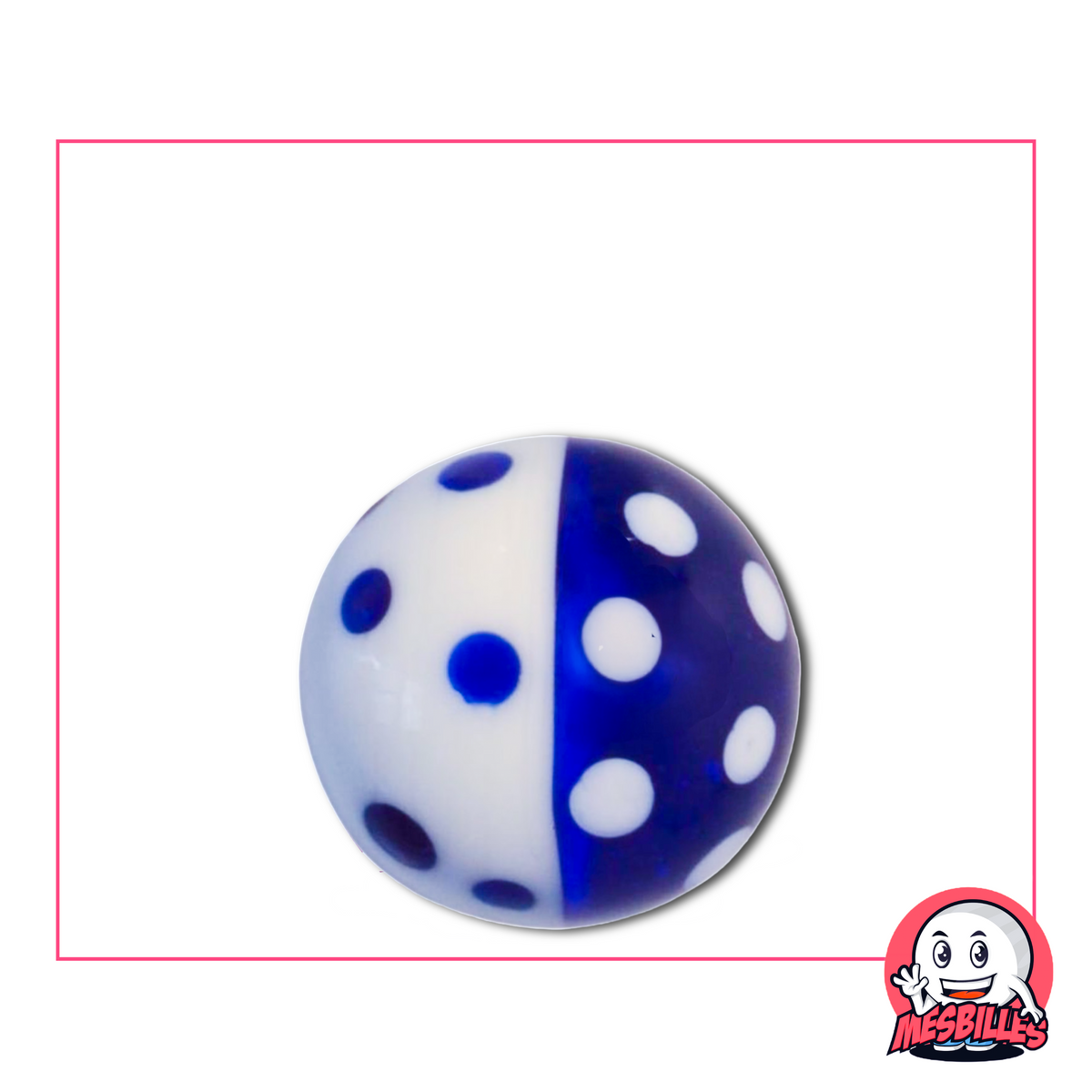 Bille d'art bleu nuit et blanc 22 mm, motif marinière à petits pois nocturne