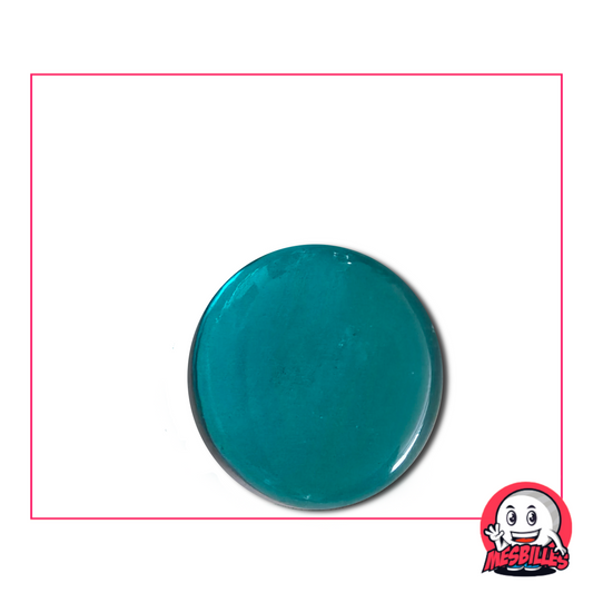 Bille plate translucide bleu-canard 30 mm nommée Loupe Bleu-Canard – vendue à l’unité sur MesBilles.fr