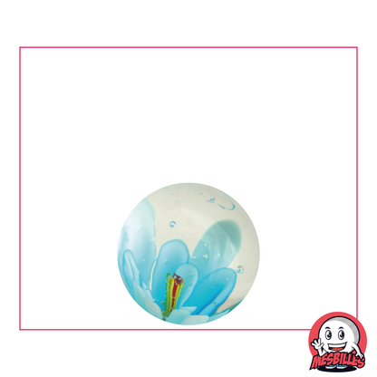 Bille Art Fleur 3D Turquoise de 16 mm, bille transparente avec fleur en incrustation centrale