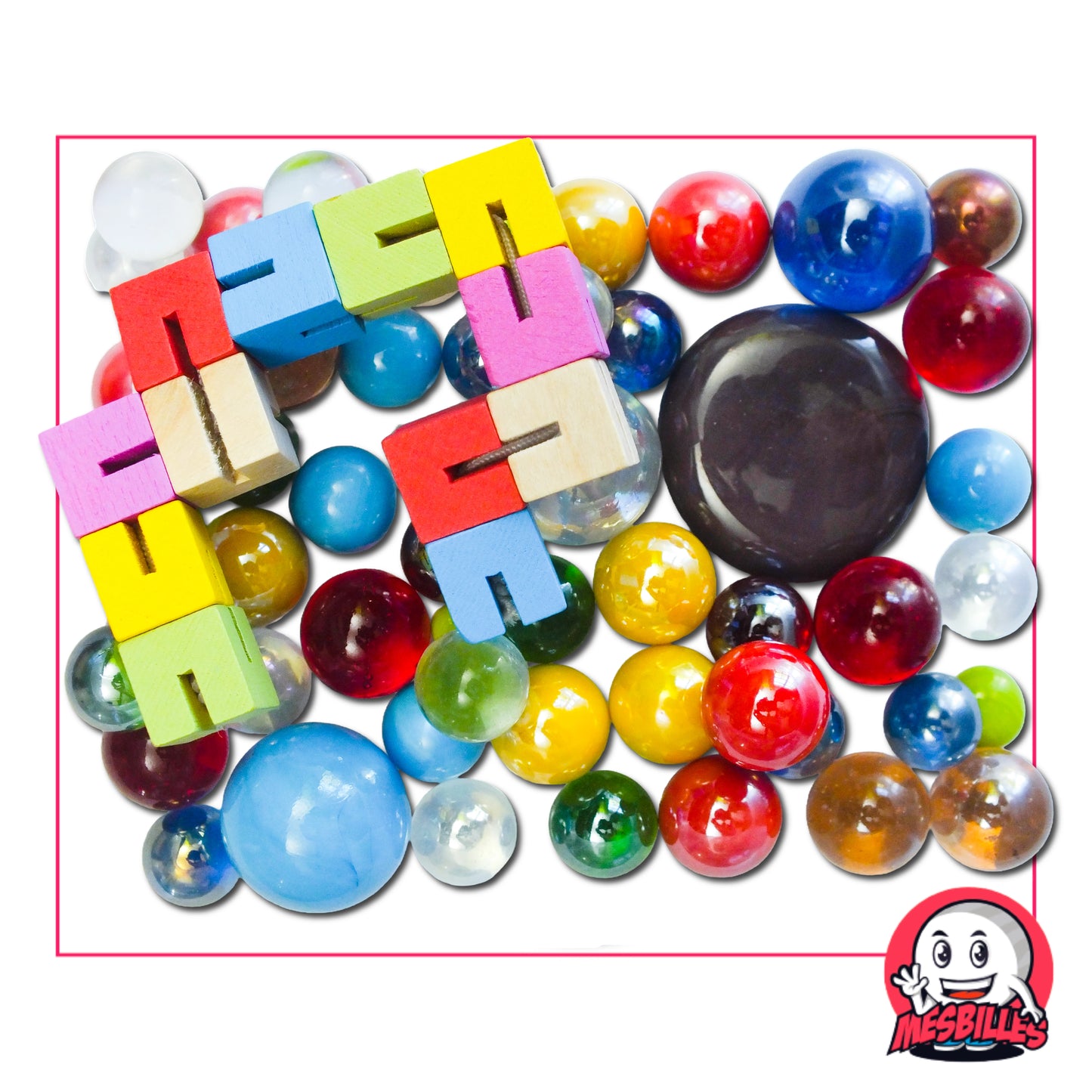 Bâton Articulé coloré en bois avec 55 billes assorties multicolores – jeu créatif et sensoriel MesBilles