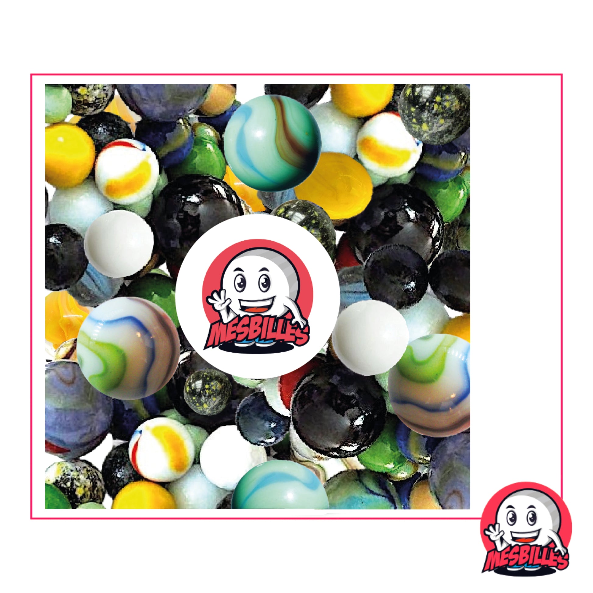 Collection MesBilles Enfance : assortiment de billes colorées aux tons vifs et variés rappelant les jeux de cour d’école