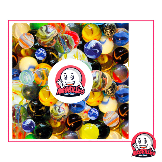 Collection MesBilles Multimix : assortiment de billes multicolores aux motifs variés, réunissant styles classiques et originaux