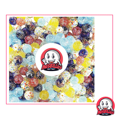 Mélange de 55 Billes Pépites en verre transparent recouvert d'éclats de Couleurs Variées de 16 mm et 14 mm