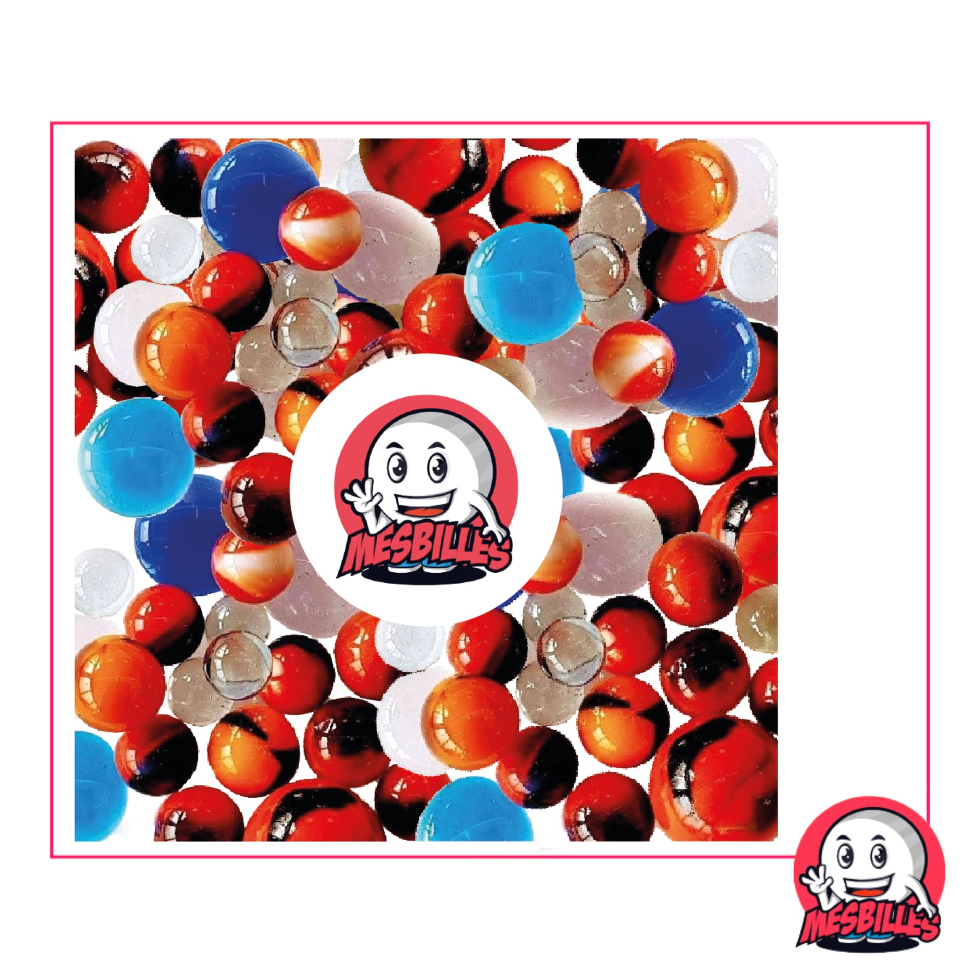 Les Billes Solar, mélange de petites et grandes Billes en verre Rondes et billes plates, certaines sont d'aspect porcelaine, d'autres sont translucides