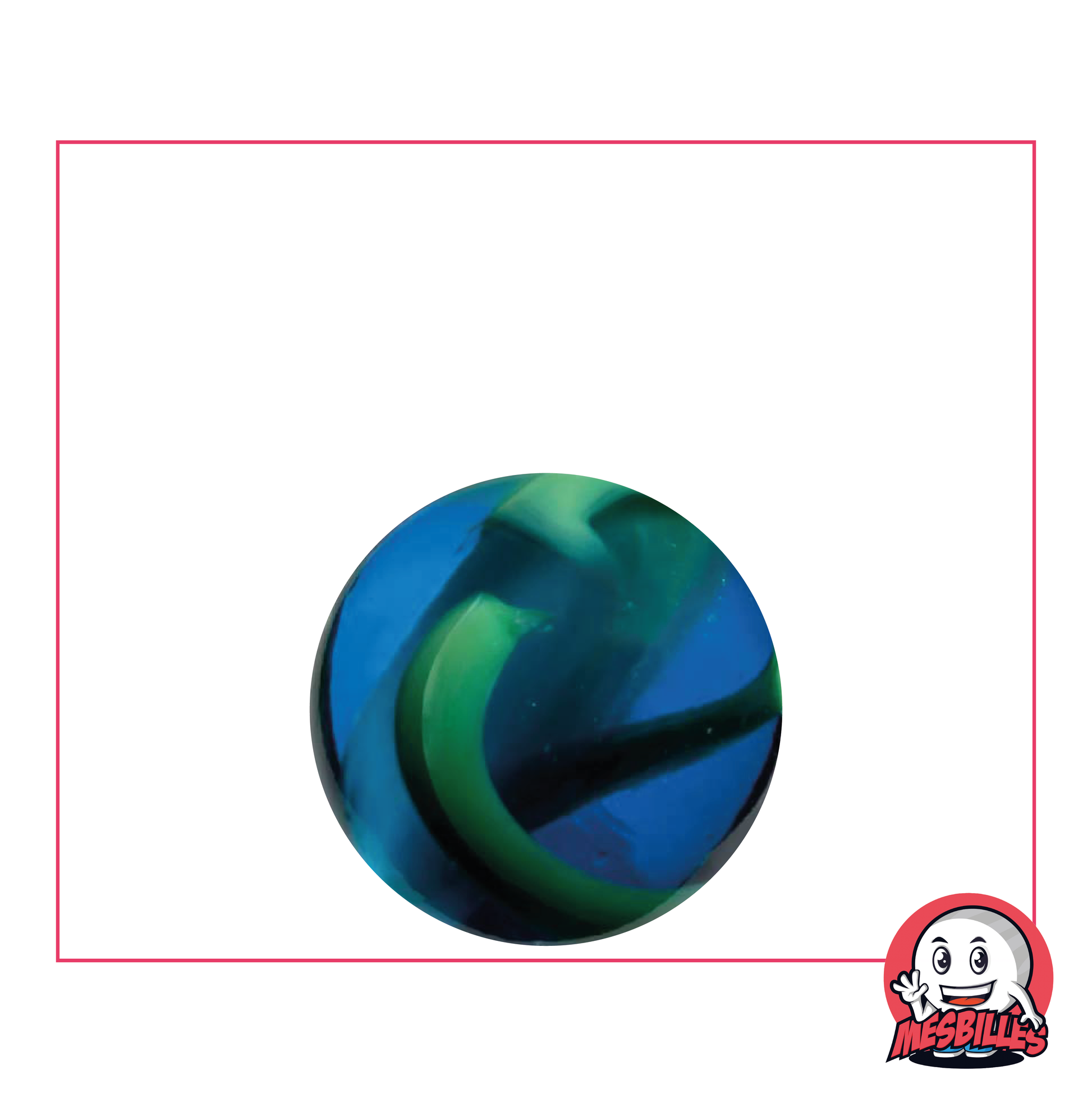 Glasmurmel Abyss Transluzent intensivblau mit grünen Wellen an der Oberfläche: marine Tiefe