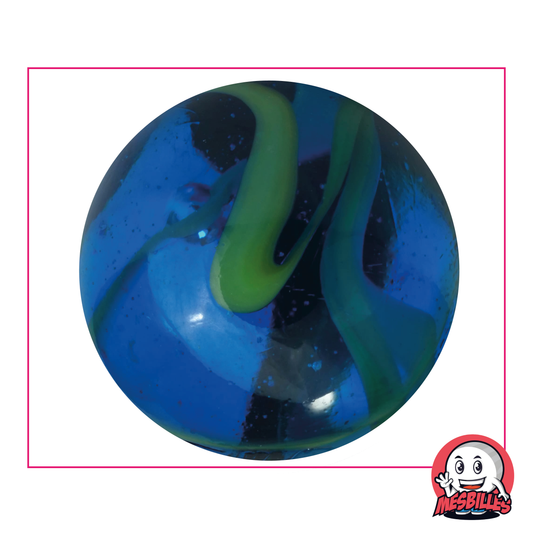 Murmeln Abyss 50 mm aus dunkelblauem, transluzentem Glas mit grüner Spur, große Murmeln in Übergröße