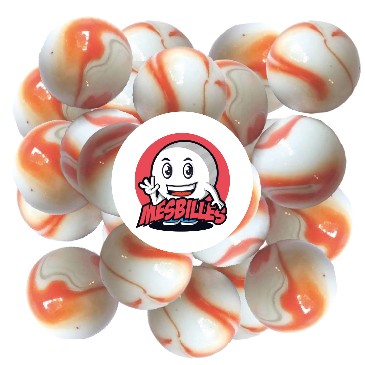 1 Murmeln Arlequin Orange 25 mm