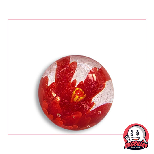 Bille Art Pissenlit Rouge 25 mm verre de Bohême