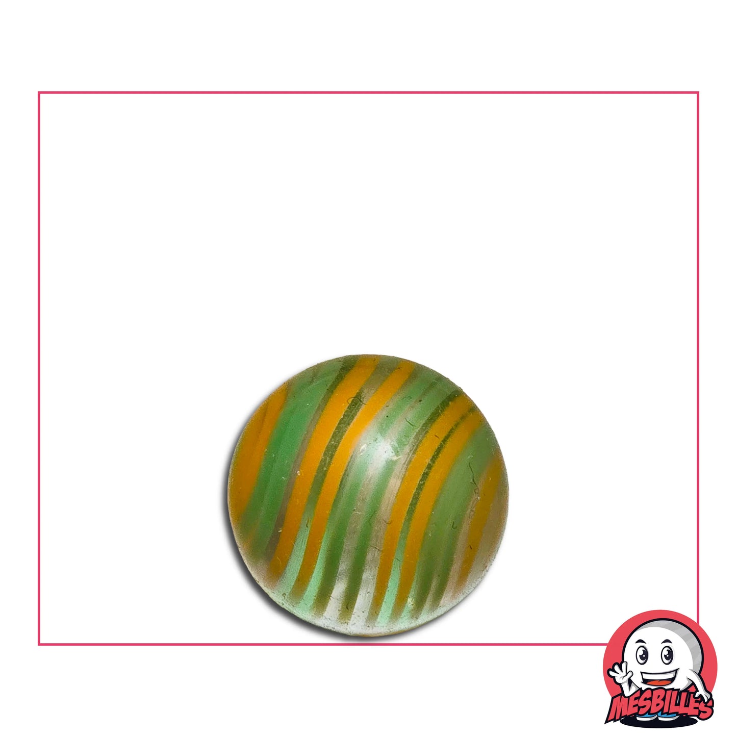 Bille Art Émeraude du Désert 16 mm – bille verte et dorée en verre, rayures lumineuses inspirées du sable et des oasis MesBilles