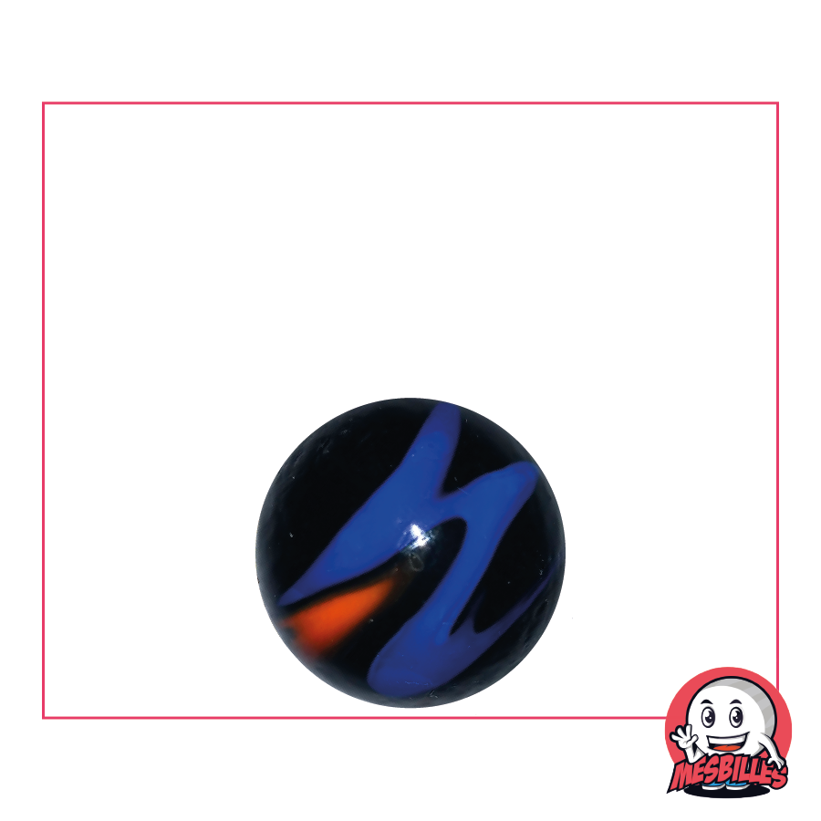 Bille Diabolic Bleu 16 mm, énigmatique noir zébré de bleu pour les futurs Sherlock Holmes