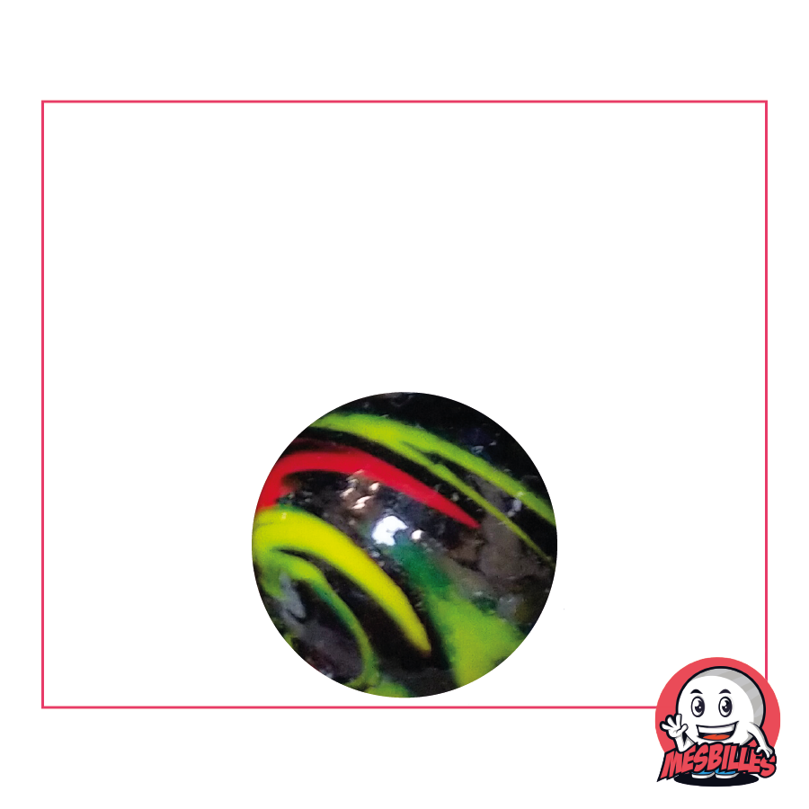 Murmeln Diabolic Gelbe 16 mm, ein undurchsichtiges schwarzes Juwel mit gelben Streifen für schelmische Geister