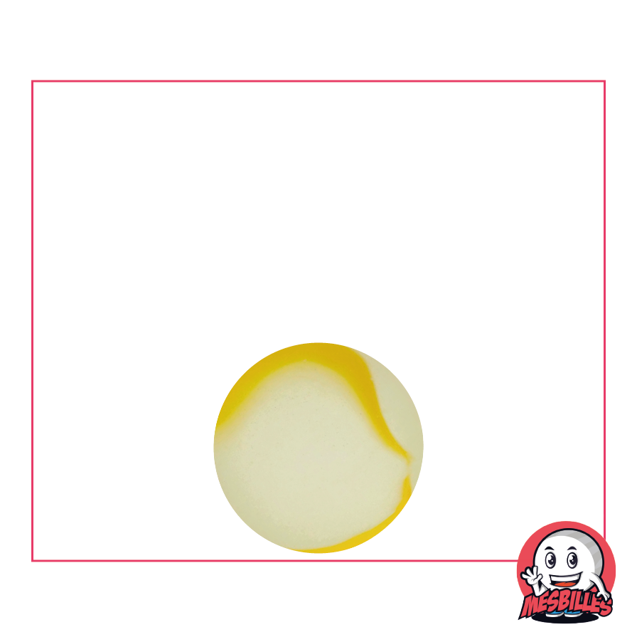 MeineMurmeln - Glasmurmel Mattiert, Murmel Mattiert mit gelben Streifen 14 mm