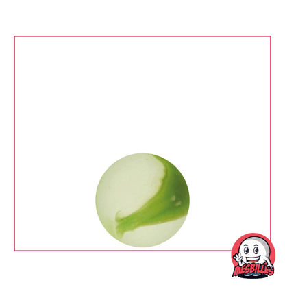 MeineMurmeln - Glasmurmel Mattiert, Murmel Mattiert mit grünen Streifen 14 mm