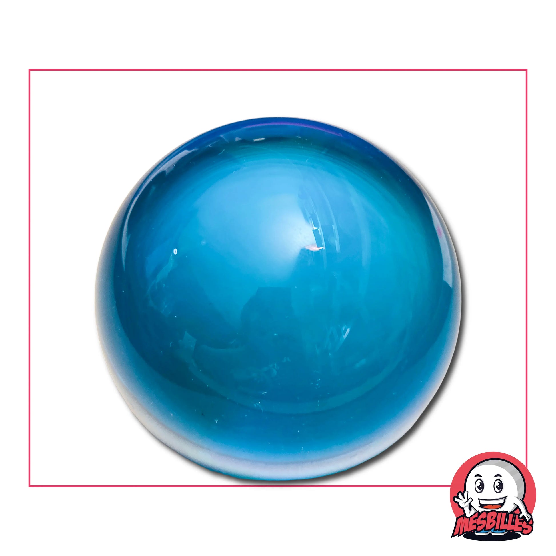 Bille Loupe Verre de Bohème Bleu 50 mm – grande bille en verre translucide bleu, sphère décorative artisanale MesBilles