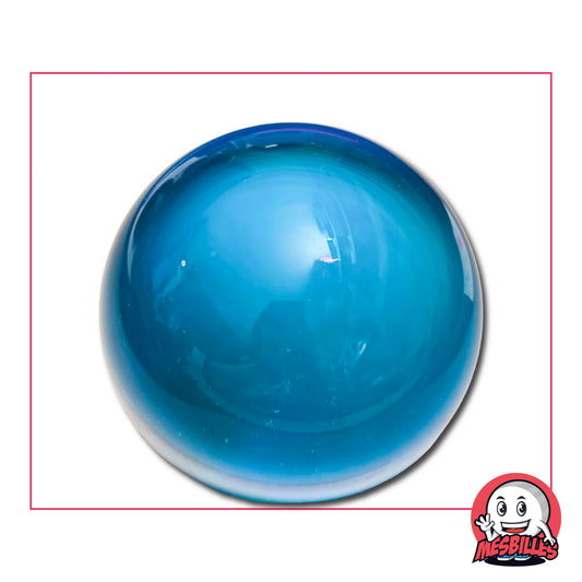 Bille Loupe Verre de Bohême Bleu 50 mm – grande bille en verre translucide bleu, sphère décorative artisanale MesBilles