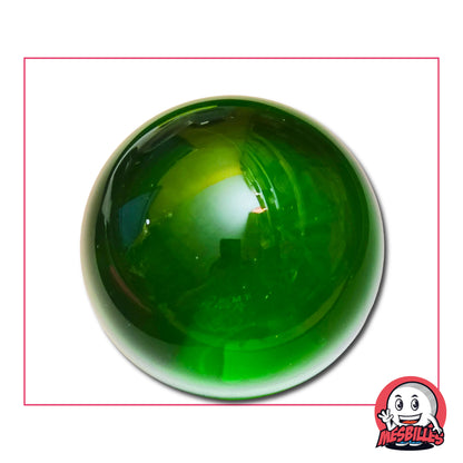 Bille Loupe Verre de Bohème Vert 50 mm – grande bille décorative translucide verte en verre d’art, sphère de collection MesBilles