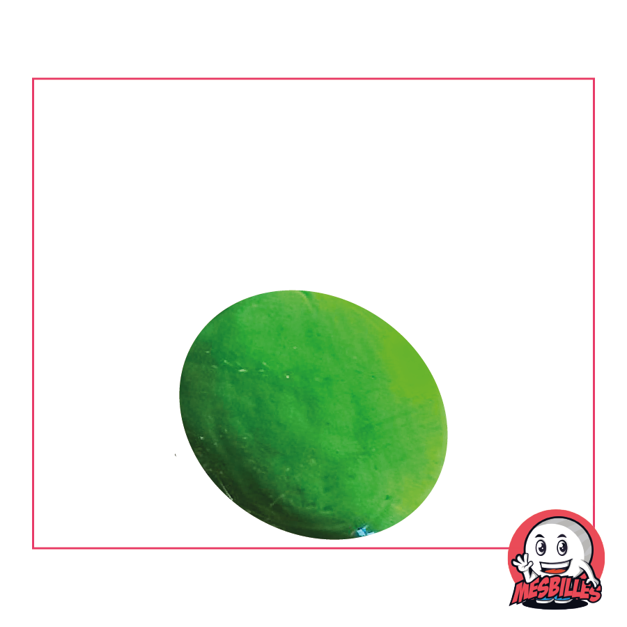 1 Bille Plate de 30 mm,Bille plate en verre loupe,Translucide,Vert,Bille Plate,Bille Plate