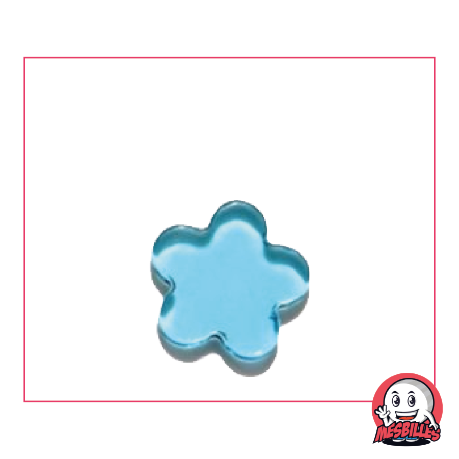 Extra-flache Murmeln Blume aus transluzentem blauem Glas