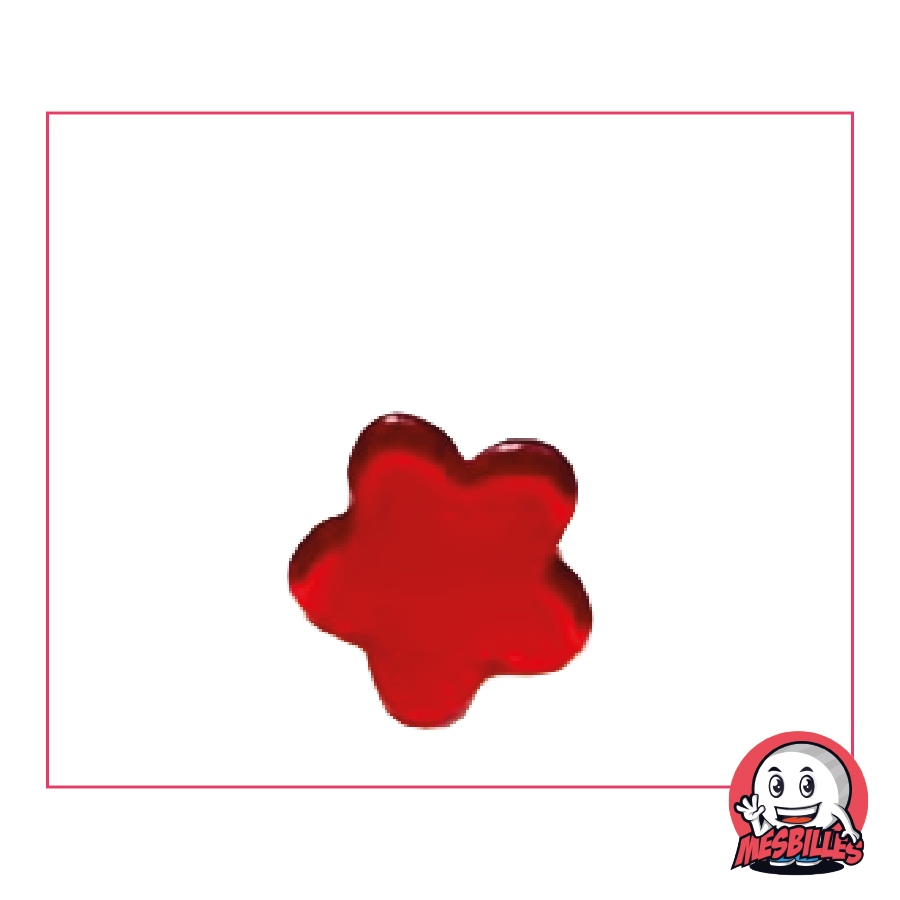 Extra-flache Murmeln Blume aus transluzentem rotem Glas - MeineMurmeln